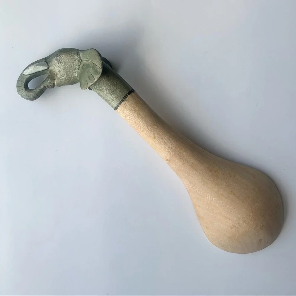 Hand Carved Elephant Wooden Spoon